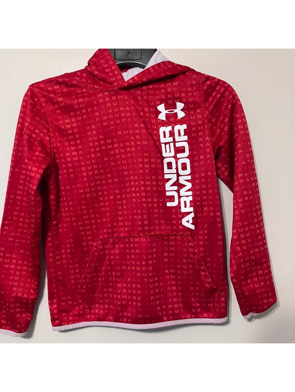 Under Armour Youth Red ColdGear Hoodie Sweatshirt Pullover Boys Size 10-12